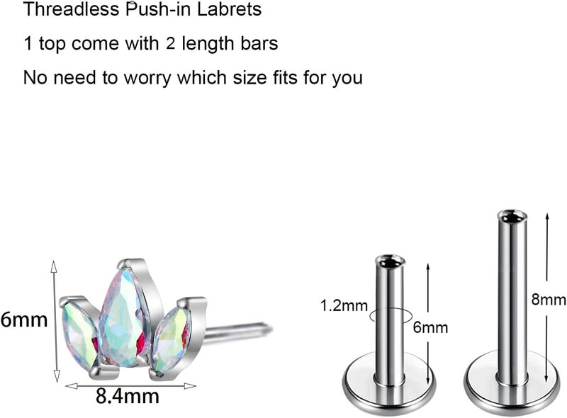 TOMIDES G23 Titanium Flat Back Earrings Studs 18g 16g F136 Implant Grade Titanium Labrets Press Fit Threadless Push In Dainty Cartilage Helix Conch Lobe Lip Tragus Piercing Jewelry - Image 2